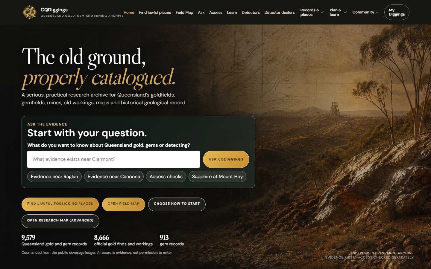 Live CQ Diggings homepage