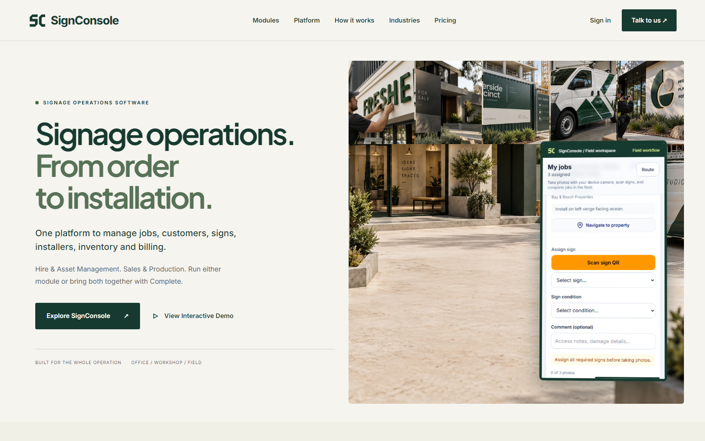 Live SignConsole homepage