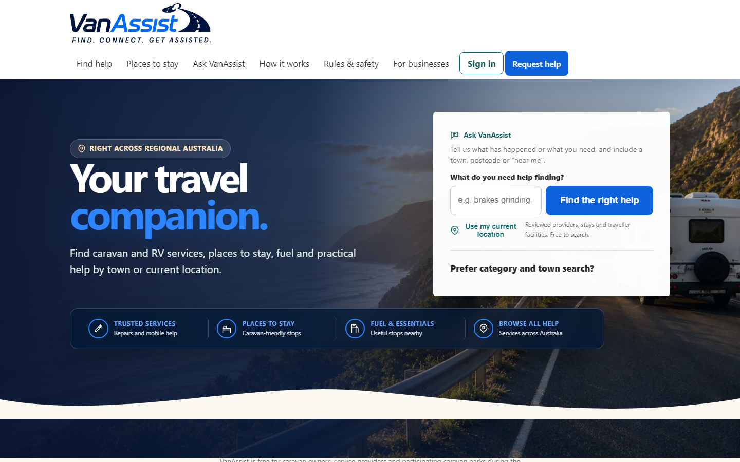 Live VanAssist homepage